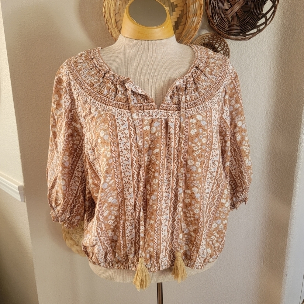 Wrangler Retro Bohemian Floral Print Women's Top SZ L